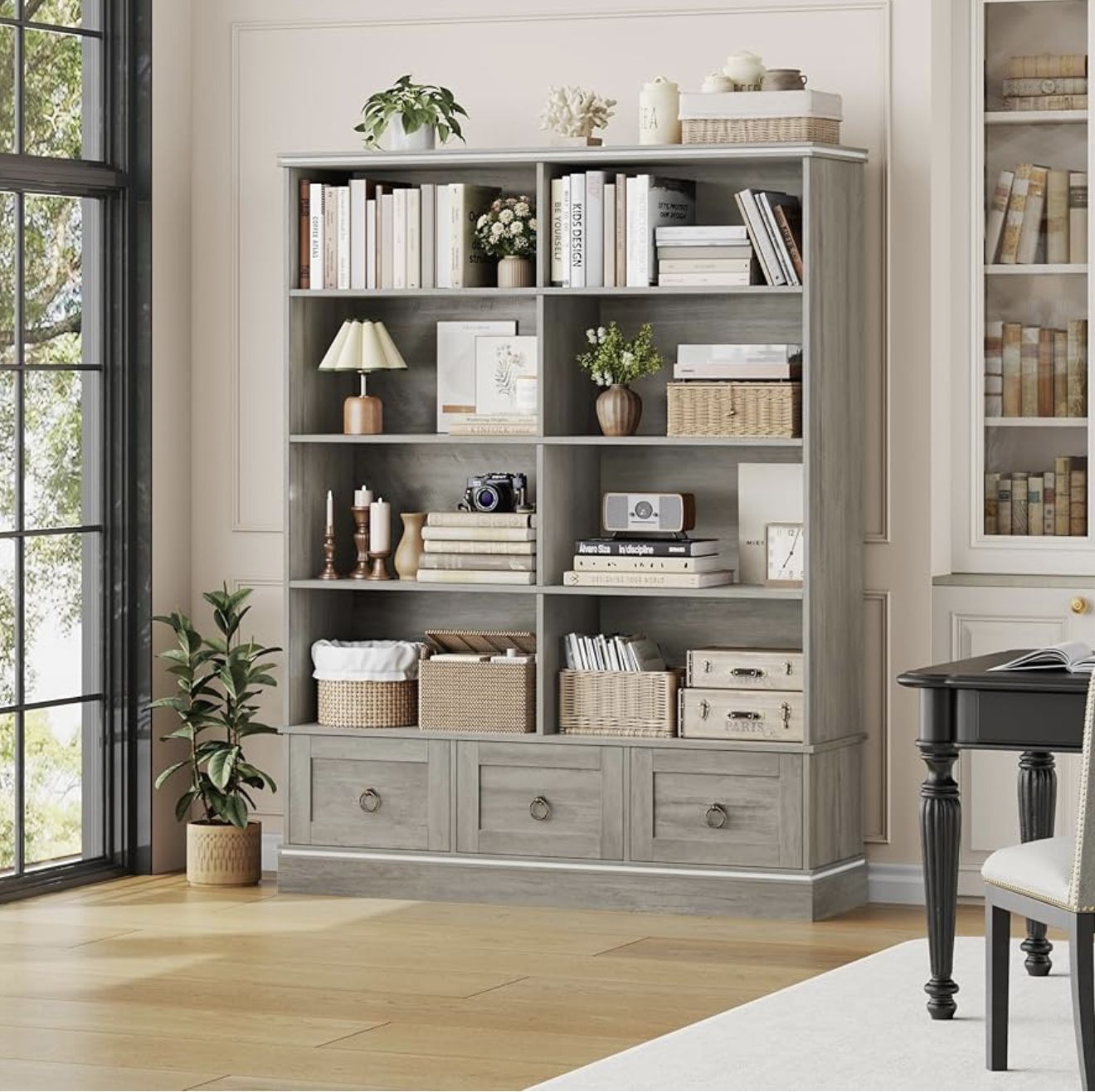 Ash Gray Farmhouse 63” Tall Bookcase 