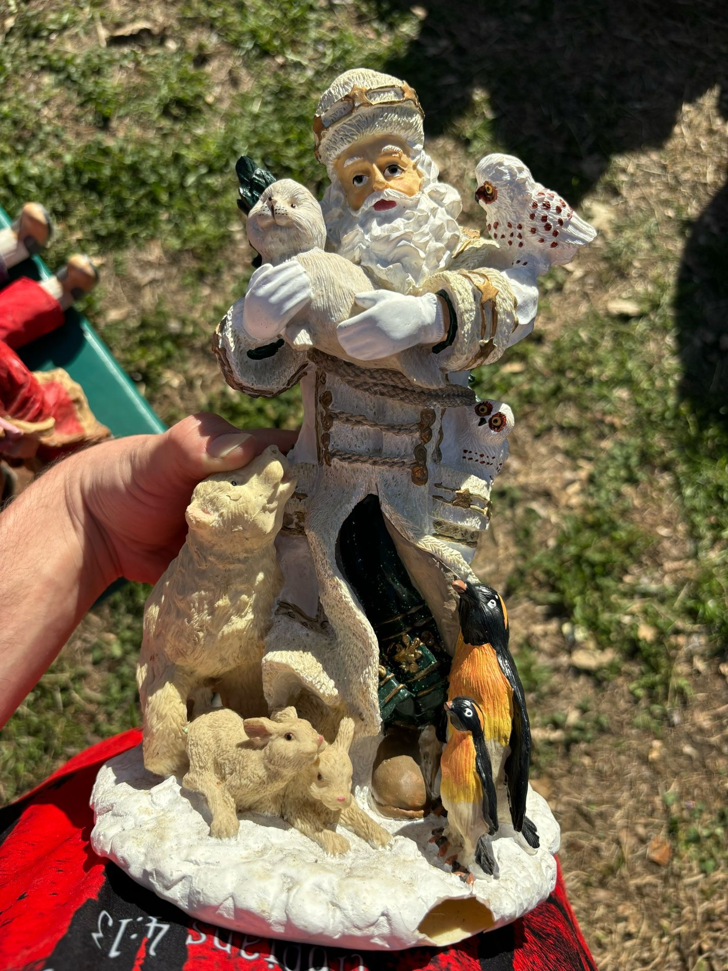 Collectors Glass Santa Clause With Animals 