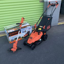 Black And Decker Electric Corded Mower Snd Weedeater Like New 