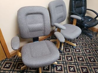 1 Beige & black rolling office chairs