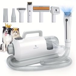 Pet Grooming Vacuum And Blower Dryer, Low Noise Dog Kits With 6 Professional Shedding Tools For Dog, Cat Other Animals