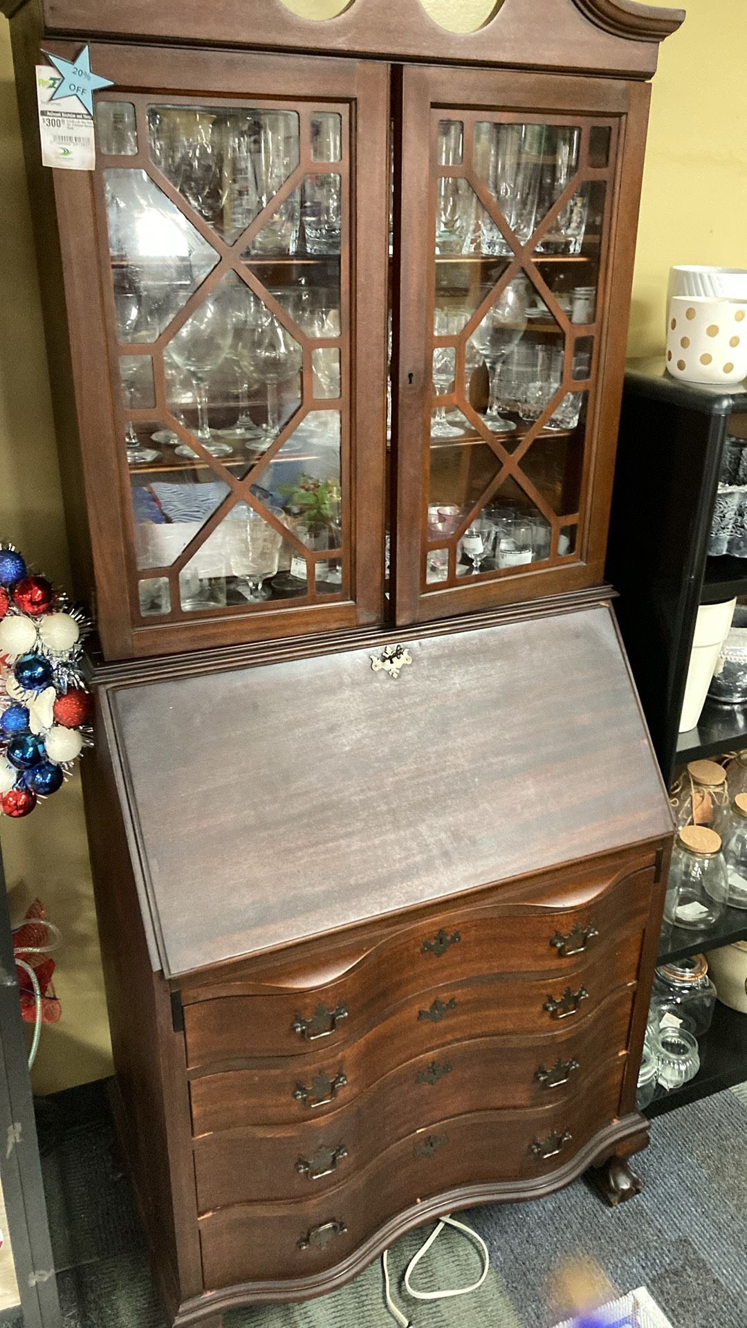 J.B van sciver Co. 4 Drawer Secretary Desk