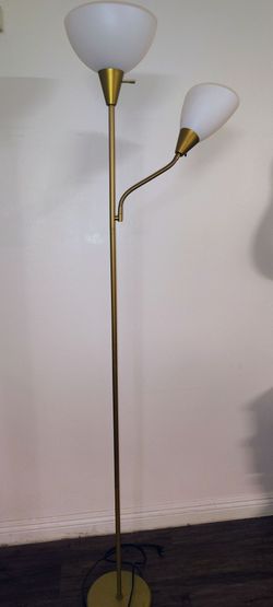 6 ft tall Floor lamp with task light, golden metal