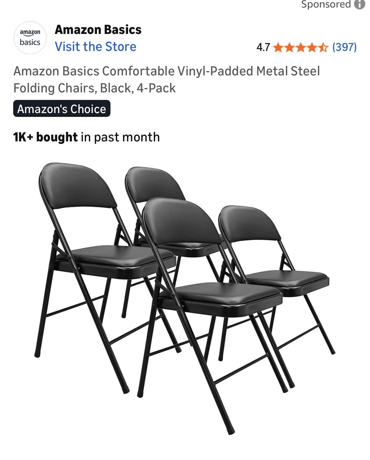 Collapsible Cushioned Chairs - 4 Set