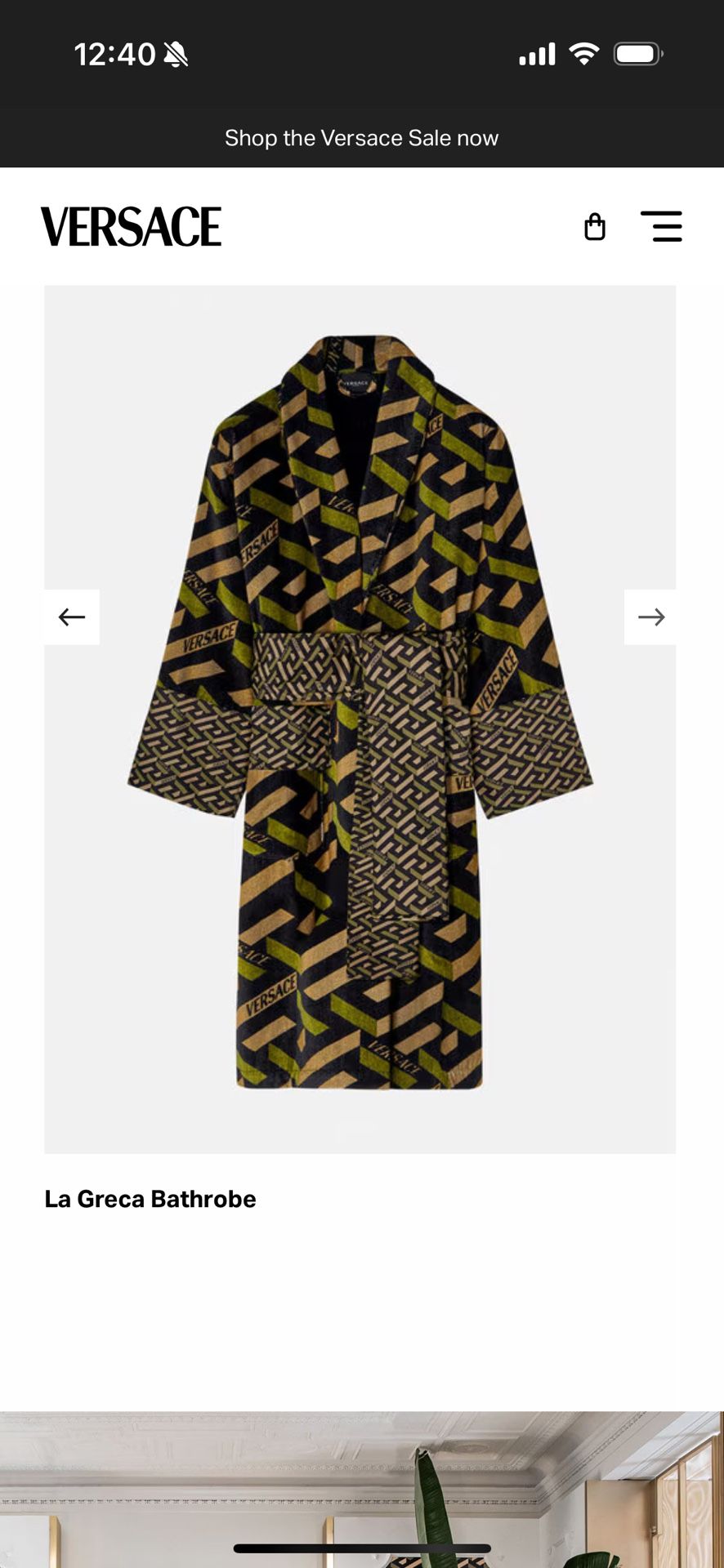 Versace La Greca Bathrobe Size Medium