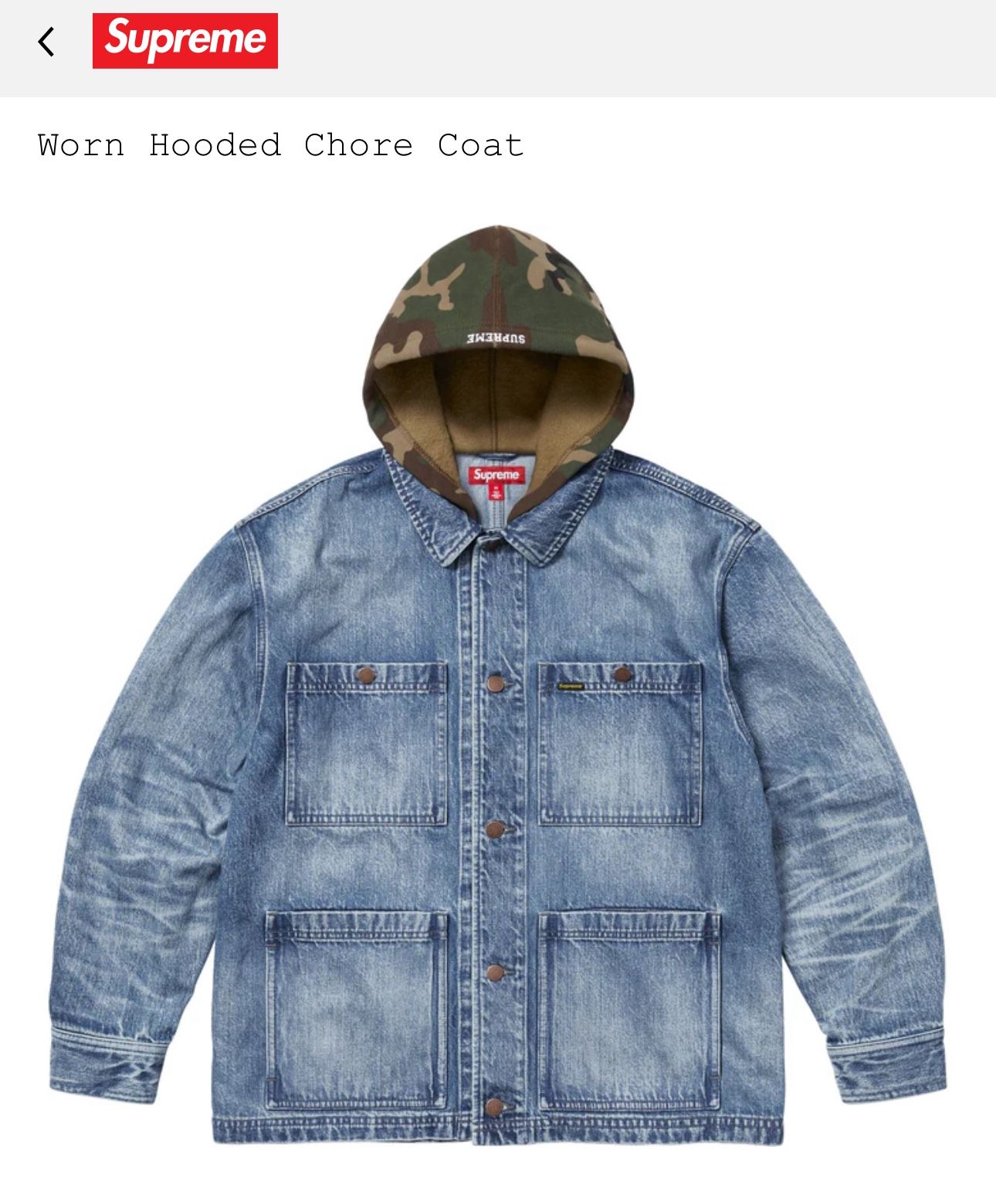 Supreme Worn Hooded Chore Coat
