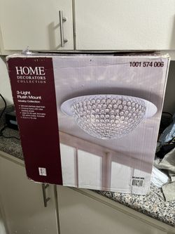 Home Decorators Collection 3-Light Flush Mount Mosby Clear Beaded 