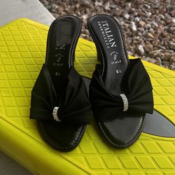 ITALIAN SHOEMAKERS Heels/Sandals Made In Italy Size 6 1/2 Black