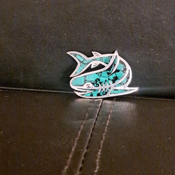 Alpaca Silver/Malachite brooch