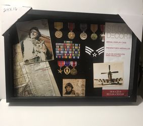 Shadow Box Studio Decor Medal Display Case measurements are 24x16 Large