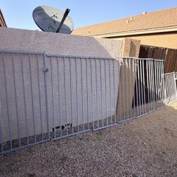 20’ Miscellaneous Grey Metal Outdoor Fencing, Posts, Doors