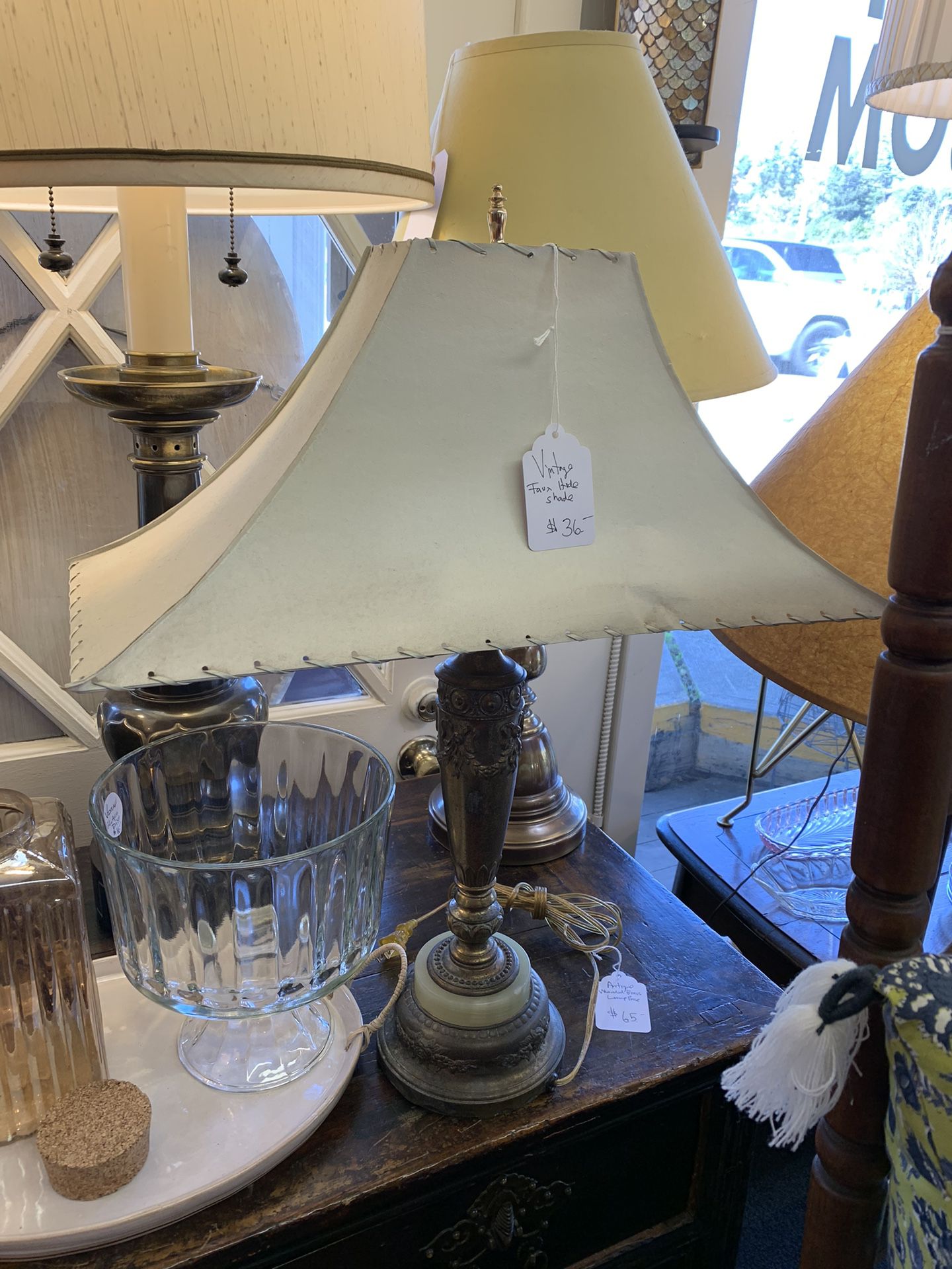 Vintage Brass Lamp And Shade