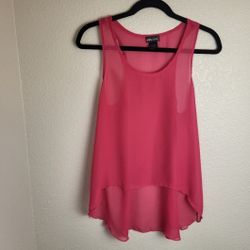 Wet Seal Pink Sheer Hi Lo Sleeveless Top Women's Size Medium