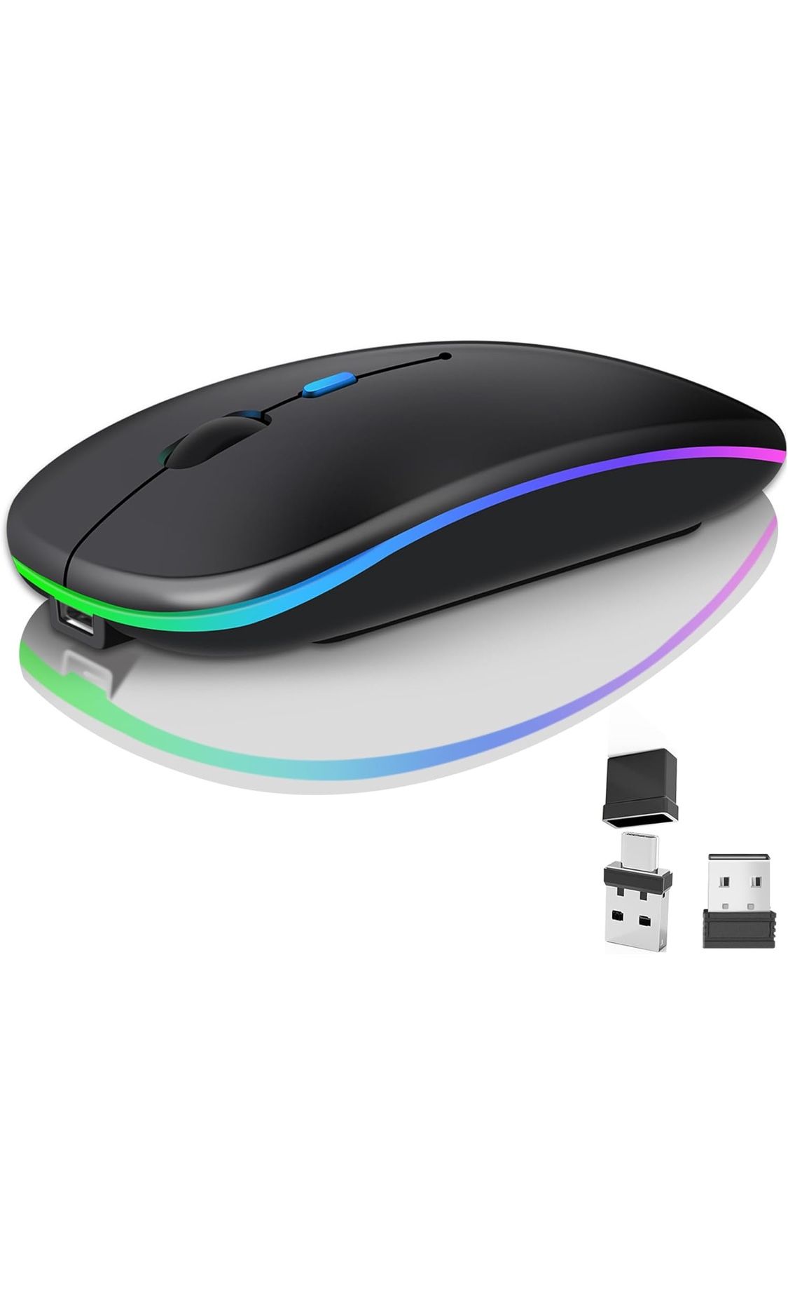 Wireless Bluetooth Mouse for Laptop, Rechargeable Computer Mouse 2.4GHz Optical (Bluetooth+USB)