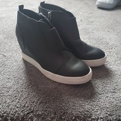 Black Wedge Sneakers 