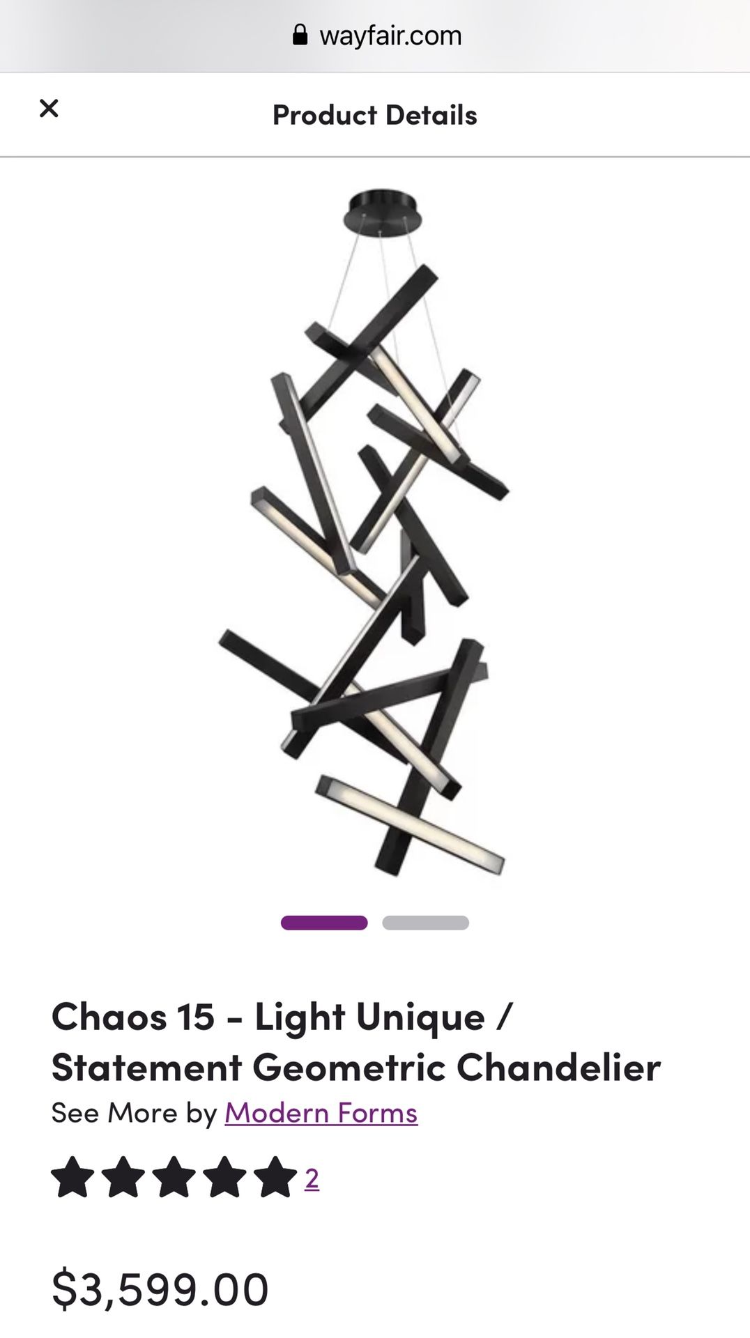 6Ft Chaos 15 Geometric Chandelier NEW Wayfair