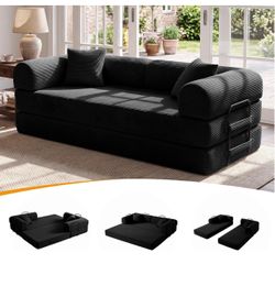 sofa bed with 2 pillows,