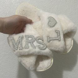 Mrs. L White Slippers Bridal 
