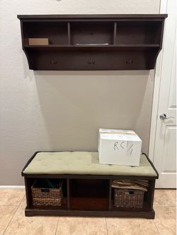 Pottery Barn Savannah bench and shelf w/hooks & Storage