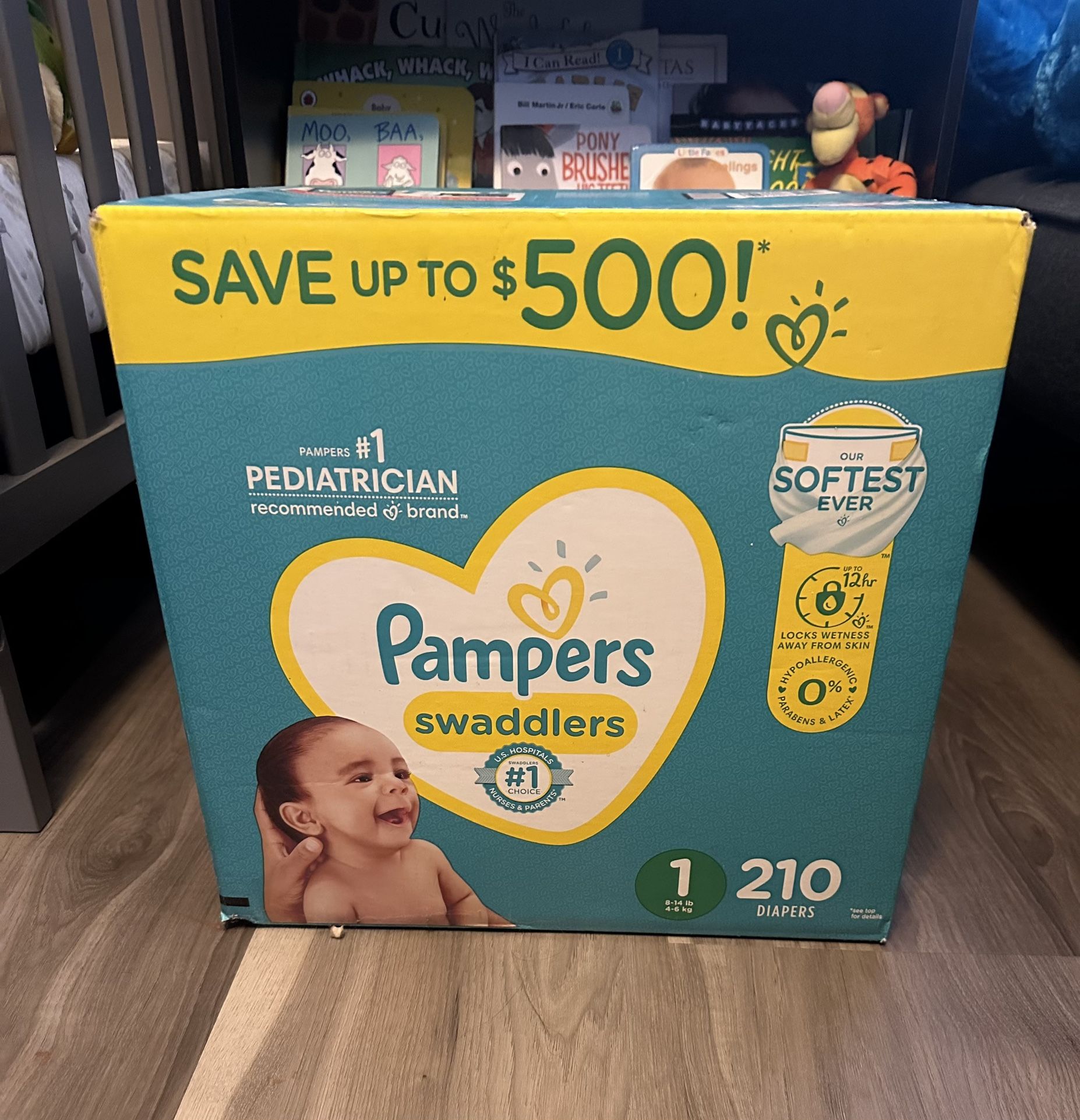 Box Of 210 Pampers Diapers Size 1
