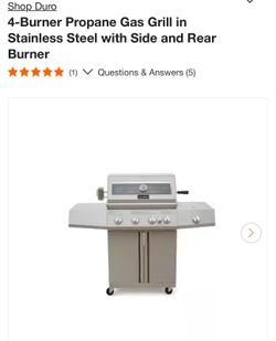 Grill Shop Duro 4-Burner Propane Gasin Stainless Steel with Side and Rear Burner