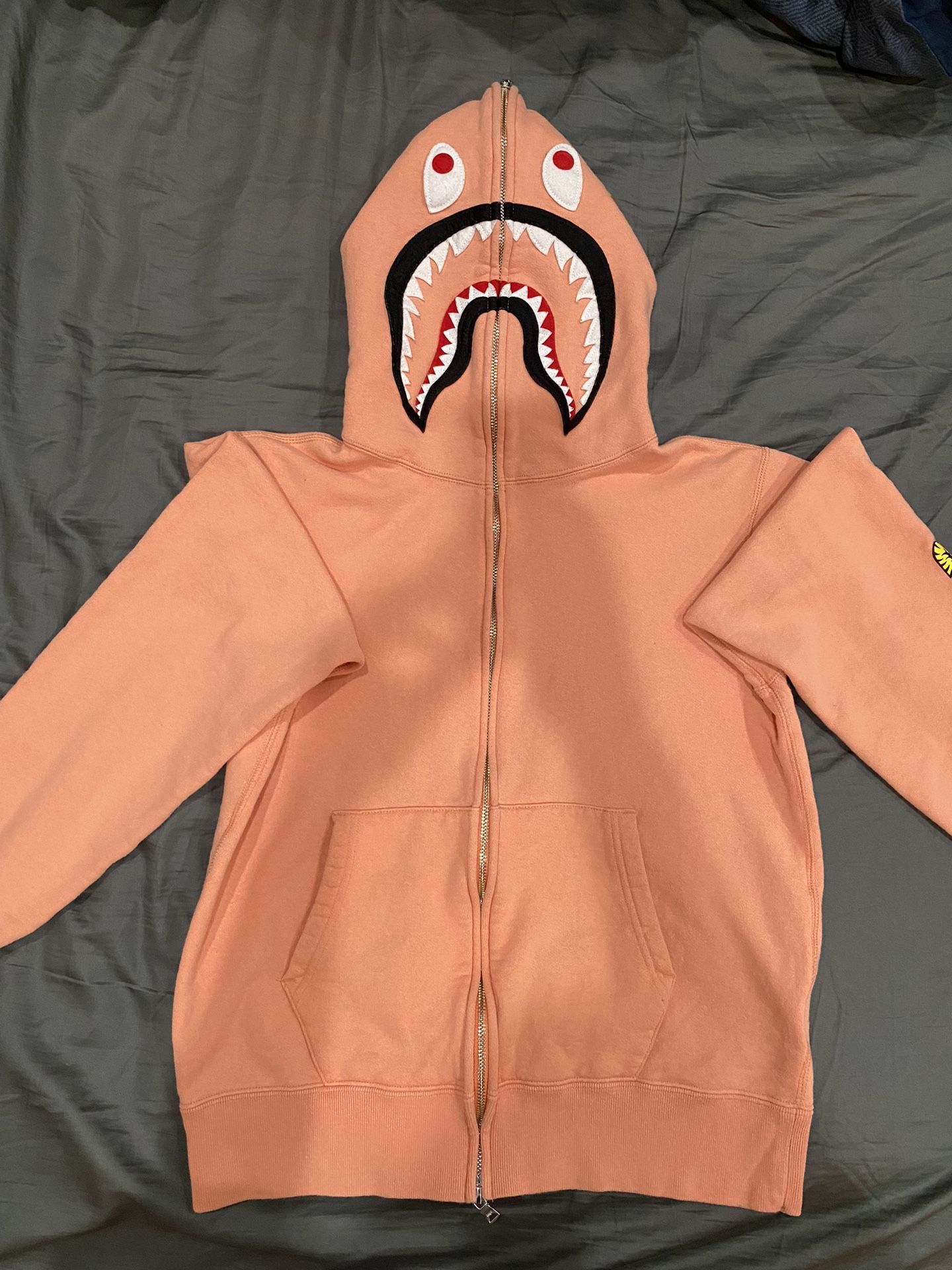 Bape Shark Hoodie Zip Up Peach Used Size Medium