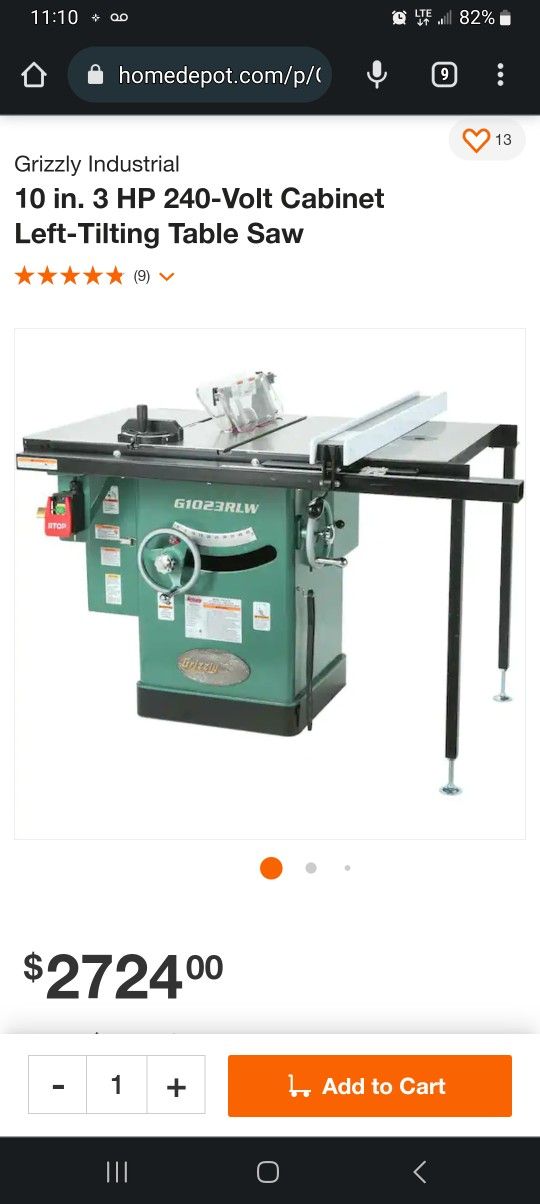 Grizzly Table Saw And Router Table Model#g1023rlw
