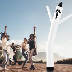 (2) LookOurWay Halloween 👻 Ghost Air Dancers Inflatable Tube Man Sets 7ft & 10ft Ghost Wacky Waving Inflatable with Blowers.  Outdoor Halloween Decor
