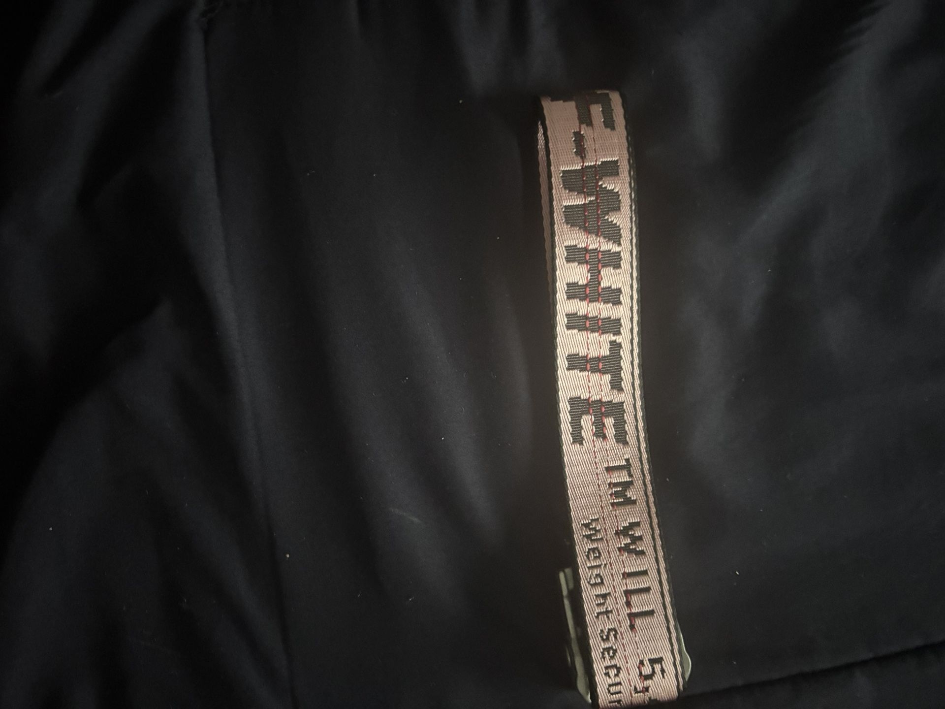 black and pink off white belt 