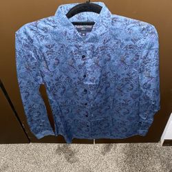 Men’s Paisley & Gray Button-Up Shirt – Medium, Stylish & Comfortable