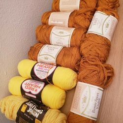 Yellow And Brown Yarn Acrylic 