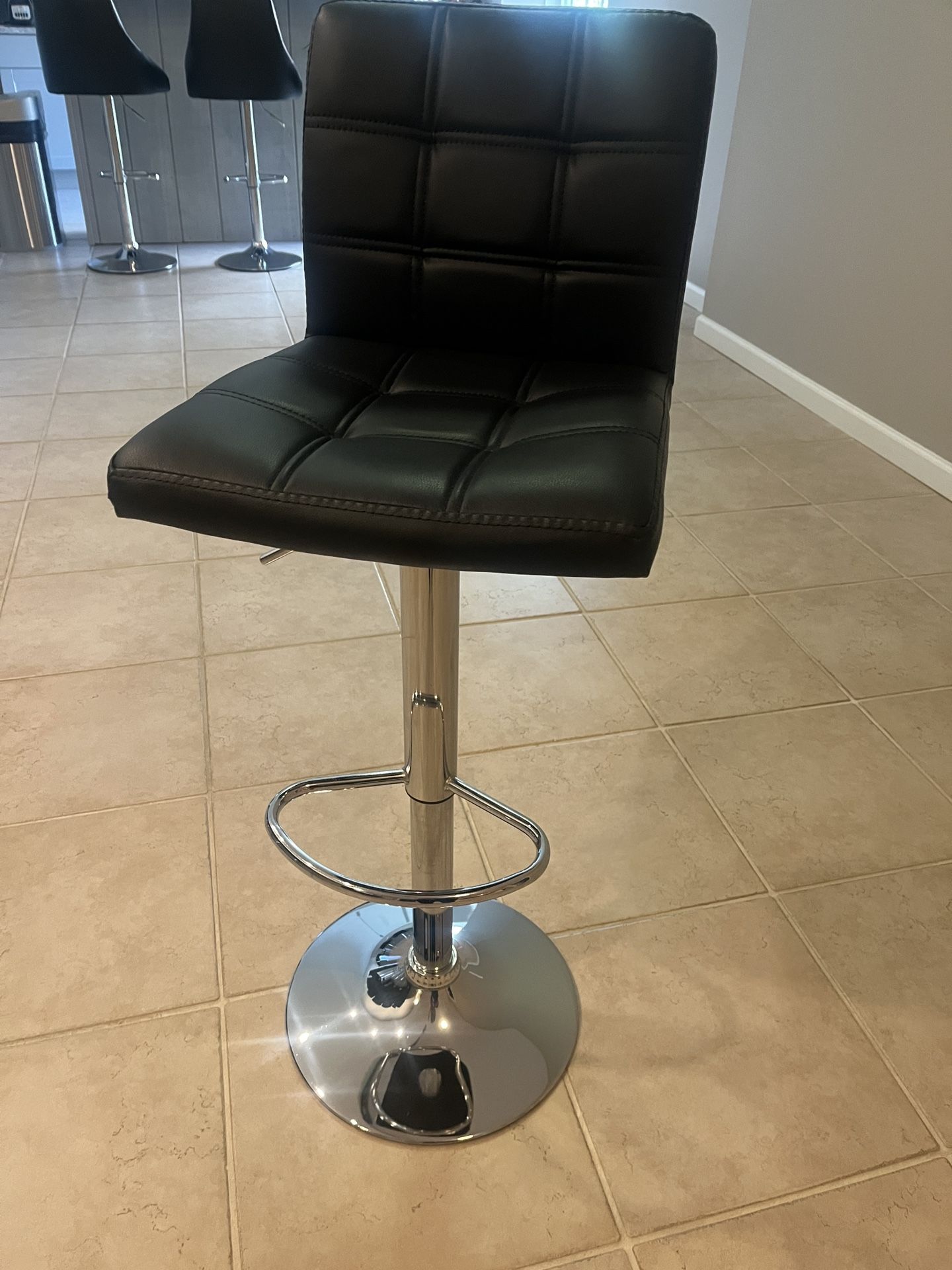 Leopard Modern Square PU Leather Adjustable Bar Stools with Back, Square Back Bar Stools