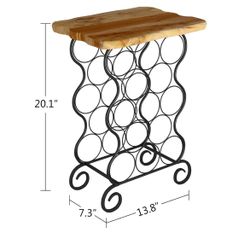 Wine Rack End Table, Stackable Metal Wine Rack Holds Up to 13 Bottles, Wine Storage Organizer