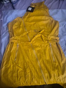 Mustard Yellow Faux Leather Sleeveless dress