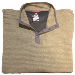 Gerry Mens Pullover Ribbed Snap Neck Army Green Pockets XXL 