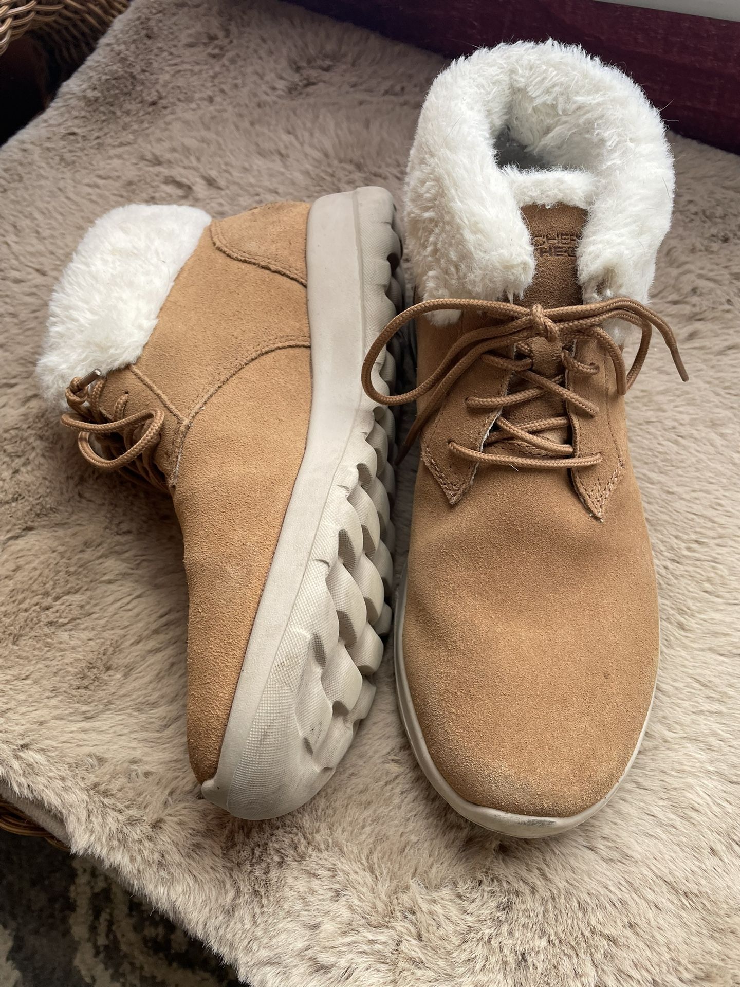 Skechers On-The-Go Lace-Up Ankle Boots-Joy Plush Dreams Size 8