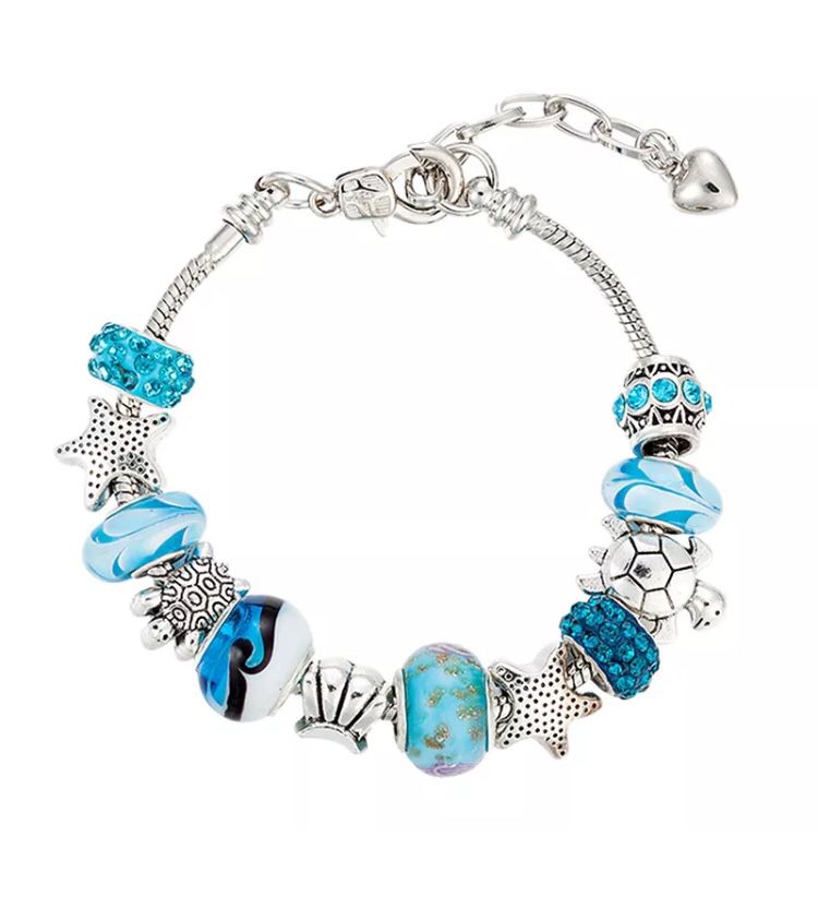 Ocean Blue Shell Charmed Bracelet