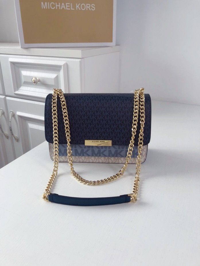 MK Old Flower Color Block Single Shoulder Crossbody Flip Chain Handbag