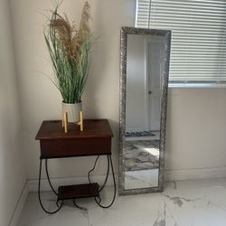 Table, Mirror And Plant
