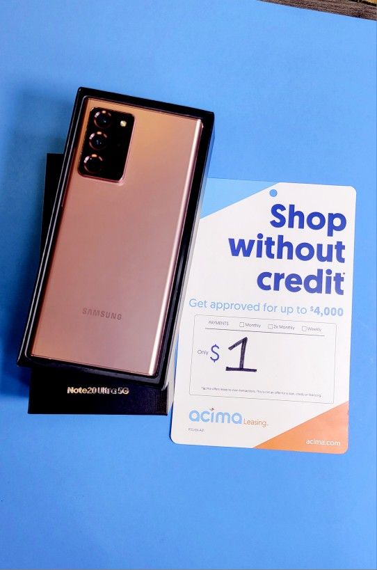 Samsung Galaxy Note20 Ultra 128gb Unlocked! FREE Smartwach/ Headphones. Pay $1 Today Rest in payments. NO CREDIT NEEDED FINANCING 
