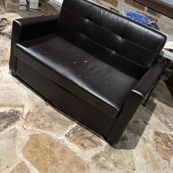 2 Sofas Bed Leather 
