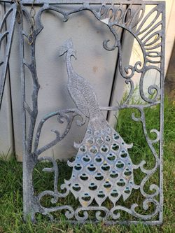 Two Metal Wall Decor Peacocks