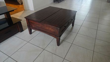 Wooden coffee table and storage