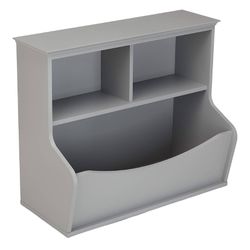 3 Shelf Multi-Functional Bookcase and Toy Storage Bin - Grey, 14.84"D x 31.25"W x 24.56"H