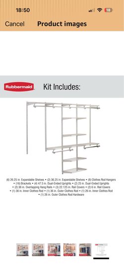 Rubbermaid Configurations Deluxe Custom Closet Kit 4-8 Ft. Adjustable Metal Wire Shelving Titanium Finish Expandable Organization System Hardware Incl
