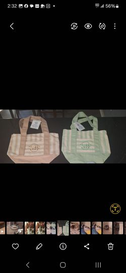 TAN and Green Bundle NWT Trader Joes Mini Striped Tote Bags