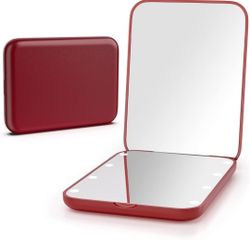Kintion Pocket Mirror, 1X/3X Magnification LED Compact Travel Makeup Mirror with Light for Purse