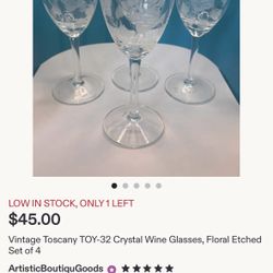Tuscany Pure Crystal Handmade Wine Glasses  Set Of 5 