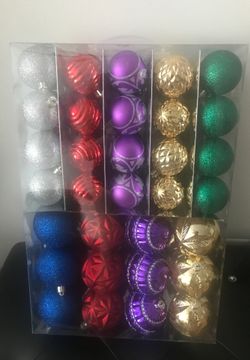 Multicolor Christmas Ornaments 100 count. Shattered resistant
