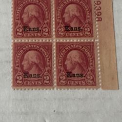 United States  660 Block Of 4 2 Cent Kansas Mint No Hinge Stamps 